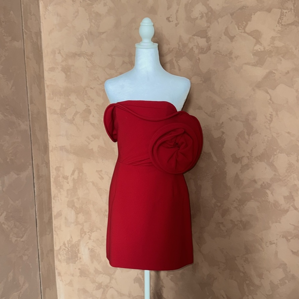 Magda Butrym - Elegant Red Dress with Floral Detail